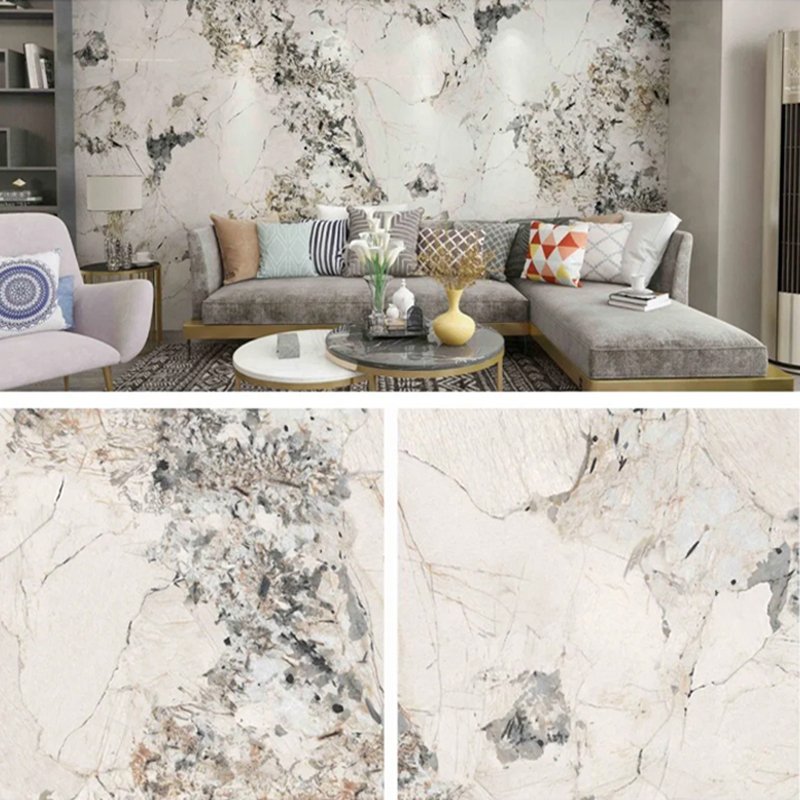 Lastra di marmo in PVC rivestito UV da 1220 × 2800 mm per mobili e mobili Pannello a parete in plastica laminata con decorazione leggera e durevole