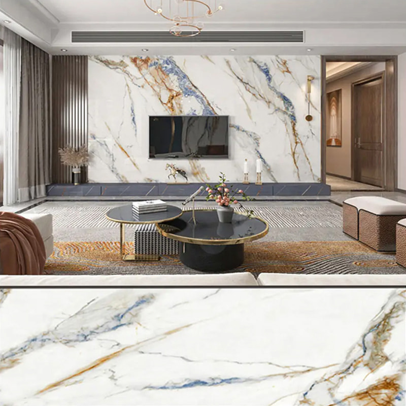 Pannello murale SPC da 1220 mm × 2440 mm Pannello murale per bagno Pannelli decorativi UV interni ecologici impermeabili e ignifughi