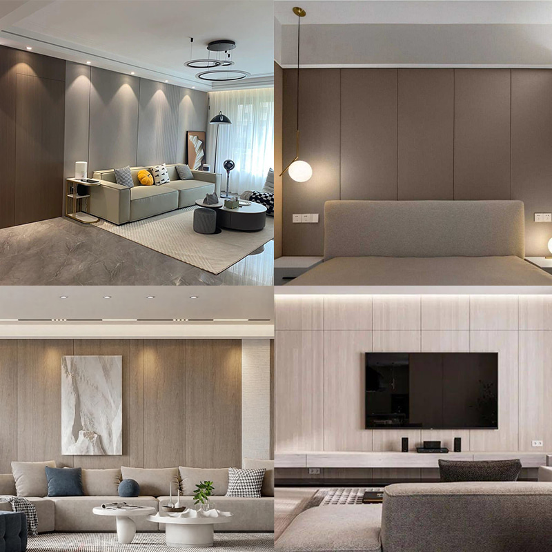 Pannelli murali decorativi in ​​grana di legno impiallacciata in PVC ecologico 1220 × 2440 mm per rivestimento di pareti interne Impermeabile resistente ai graffi facile da installare