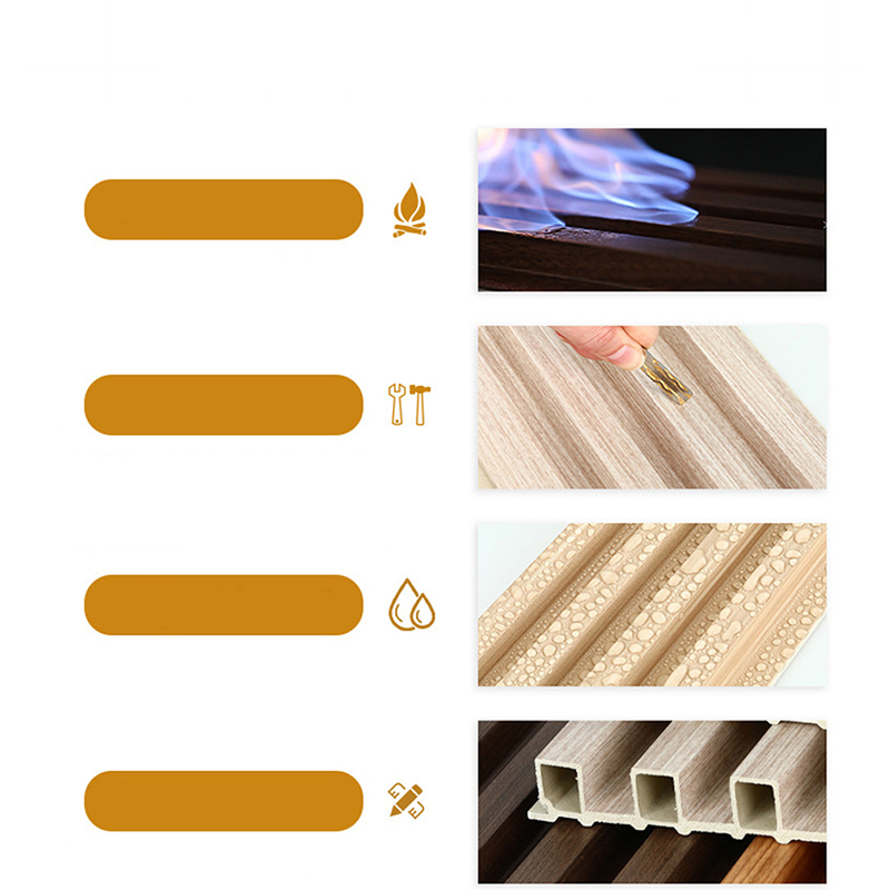 Pannello da parete per interni in WPC Pannello da parete composito in plastica di legno Rivestimento impermeabile insonorizzato e ignifugo per applicazioni in palestra Decorazione di interni domestici