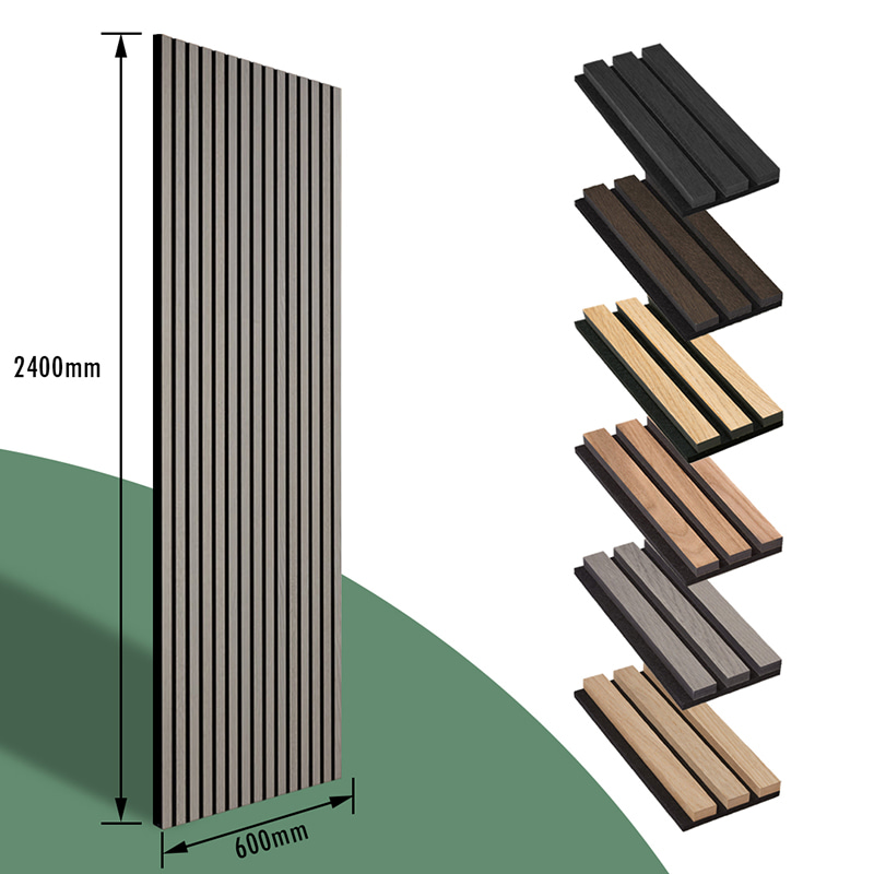 Decorazione murale WPC Akupanel 3D Design Interni Pannelli acustici in poliestere Pannelli acustici a doghe in legno per isolamento acustico