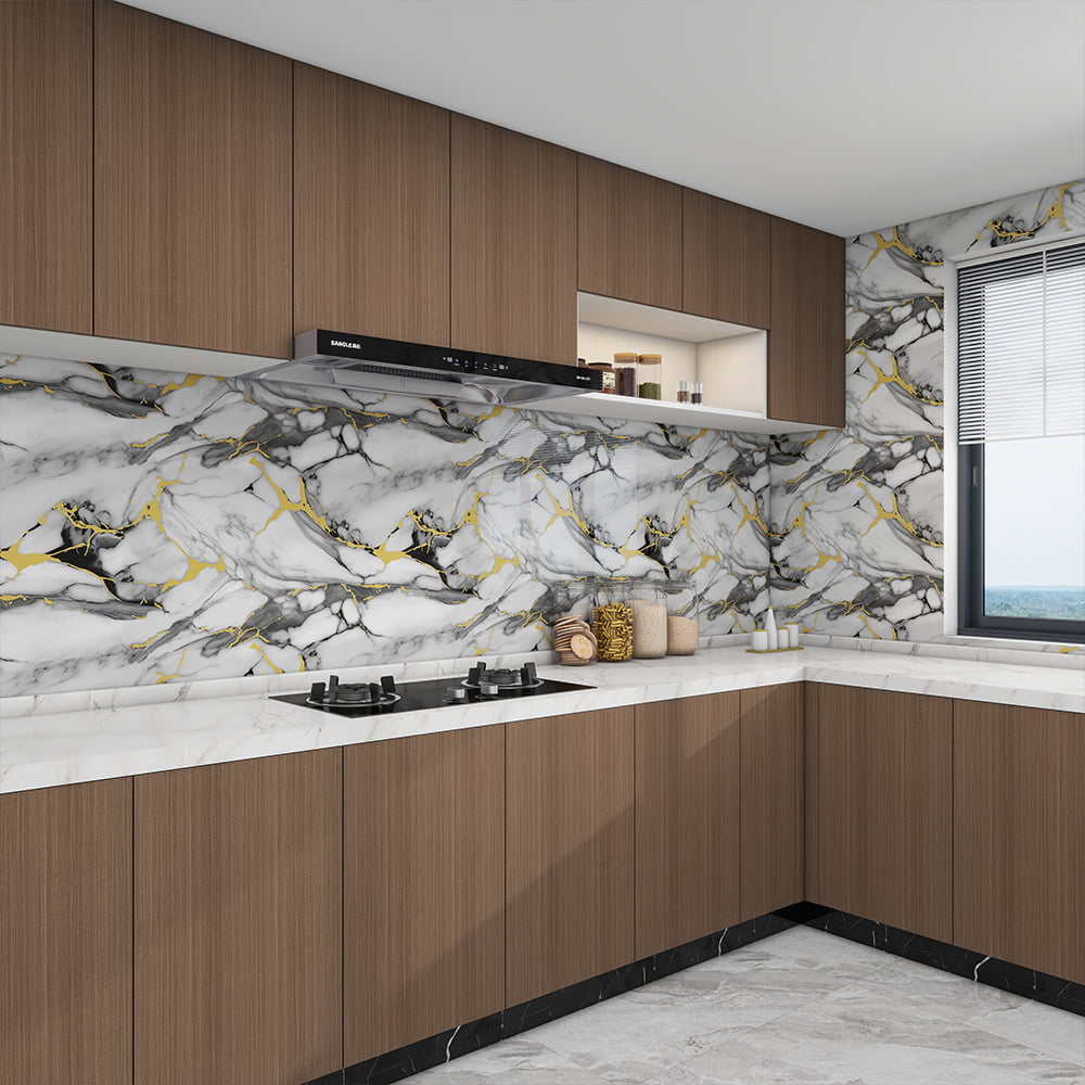 Carta da parati moderna in marmo lucido, rotolo di carta da parati autoadesiva impermeabile in PVC per interni, decorazione domestica, foglio di marmo